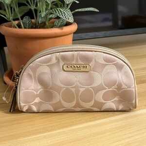 Gold tone, tan Coach Cosmetic Pouch